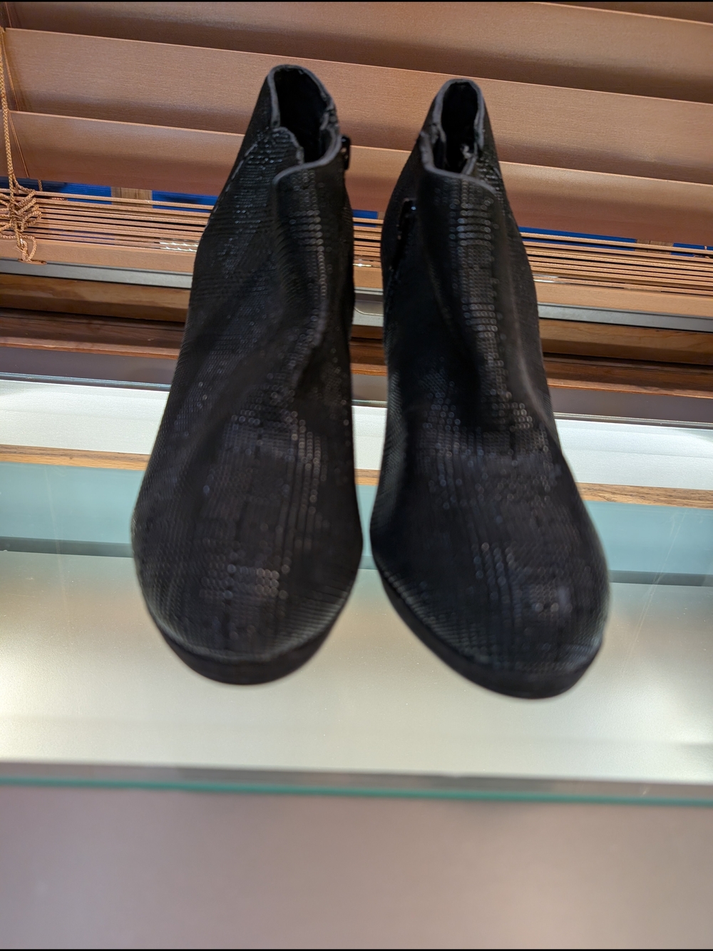 Kelly & Katie Black Textured Ankle Booties with Side Zip